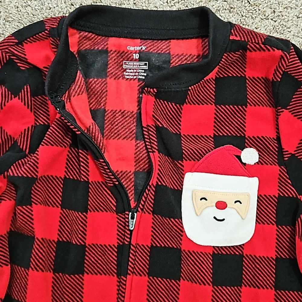 LN Carter's kids size 10 fleece buffalo check pajamas - Picture 2 of 4